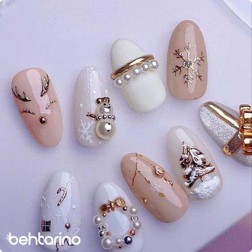 طرح ناخن کریسمس مدل گوزن