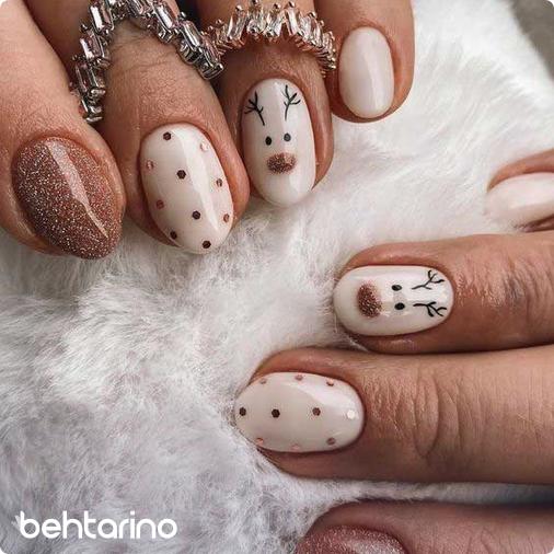 طرح ناخن کریسمس مدل گوزن