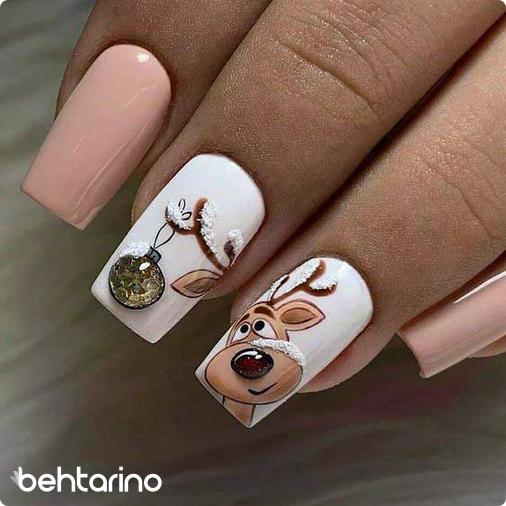 طرح ناخن کریسمس مدل گوزن